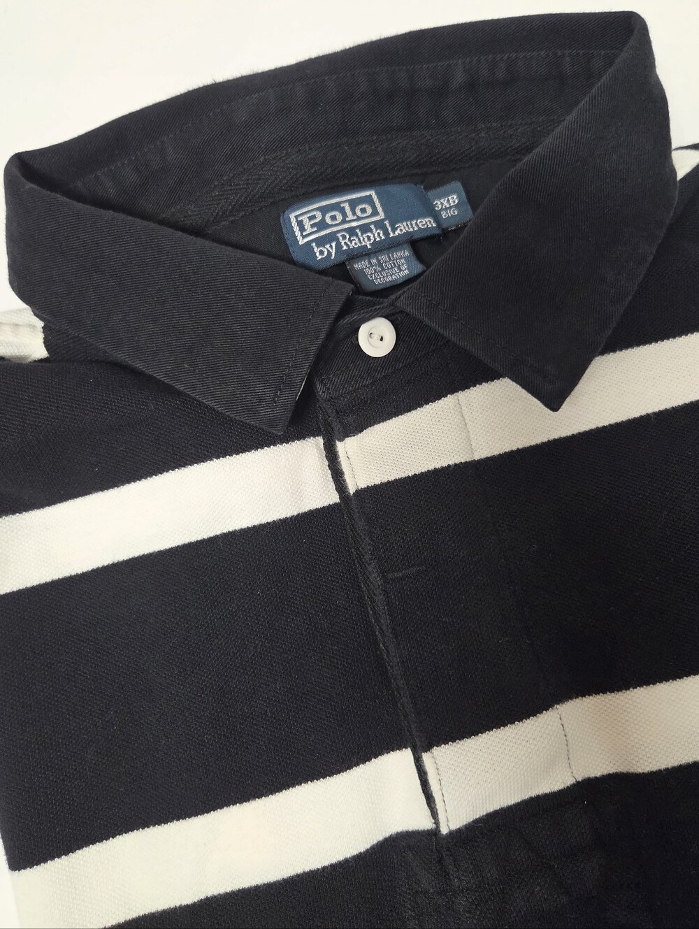 POLO by Ralph Lauren Big Pony Rugby Polo 3XB Striped Black/White S Sleeve Shirt - Picture 8 of 12